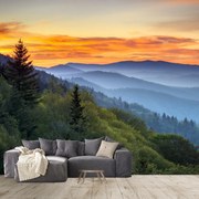 Fototapeta - Czerwone chmury w górach (196x136 cm)