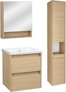 Zestaw do Łazienki 50cm Szafka z Umywalką Słupek Szafka z Lustrem Ryflowane Fronty Aria