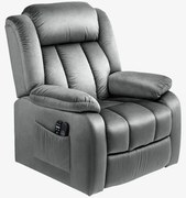 HOMCOM Fotel z funkcją wstawania z masażem i podgrzewaniem lędźwi, Fotel relaksacyjny z pilotami i bocznymi kieszeniami, Szary