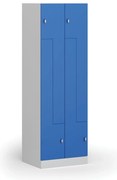 Szafka ubraniowa S1 Z, 4-drzwiowa, 1850 x 600 x 500 mm, zamek obrotowy, drzwi niebieskie