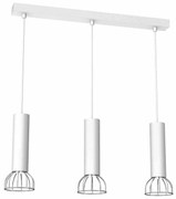 Lampa wisząca, potrójna, tuba, srebrna, nad stół DANTE SILVER 3x mini GU10