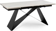 Stół Rozkładany Prostokątny VICTOR 160-240 cm Ceramiczny Biały Marmur/Czarny do Jadalni Nowoczesny Loft