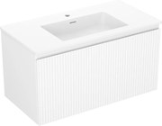 Mexen Rivel szafka łazienkowa 90 cm z umywalką Otis, 1 szuflada, ryflowana , biała mat - 91A20-09047-1-BF01-W18M01