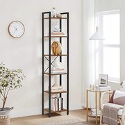 REGAŁ NA KSIĄŻKI, KWIATY, 6 PÓŁEK, RUSTYKALNY BRĄZ, W STYLU LOFT LLS101B01
