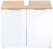 Biała szafka pod umywalkę w dekorze dębu 70x58 cm Pescara – Germania