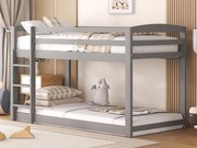 Łóżko piętrowe z sosny z barierkami przeciwupadkowymi + drabinka - 90x200cm - Szare