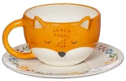Pomarańczowa filiżanka ze spodkiem z dolomitu Sass &amp; Belle Finley Fox, 300 ml
