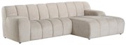 Kanapa narożna prawostronna z beżowej tkaniny szenilowej BELADON