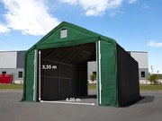 TOOLPORT 6x12m Hala namiotowa - 3 m wysokość ścian bocznych z 4x3,35m bramą, PRIMEtex 2300, ciemnozielony, ze statyką (podłoże betonowe) - (48847)