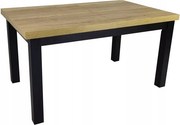 Solidny stół rozkładany R-7 90x200/300 czarny/blat dąb Halifax + nogi drewniane