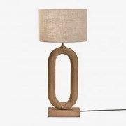 Lampa Stołowa Z Drewna Mango Tiberia Drewno Mango & Jasny Piaskowy Brąz Ø30 Cm - ↑20 Cm Arlina - Sklum