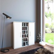 Drewno CD DVD Stand Shelf Santo Drzwi szklane