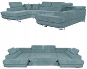 Narożnik kształt U rozkładany f. spania Savio Family meble j zieleń sztruks