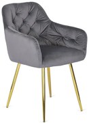 Szare pikowane krzesło glamour z podłokietnikami Z9-Z00