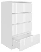 Komoda BASIC 4 szuflady – Biała połysk | 61x97x40 cm