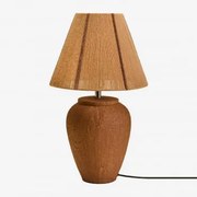 Lampa Stołowa Z Terakoty Verena Chocolate & Blk Frame & Naturalna Ø30 Cm - ↑15 Cm Verena - Sklum