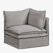 Moduł Narożny Do Sofy Modułowej Z Lnu I Bawełny Grace Tkaniny Dark Grey - Sklum