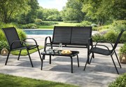 Mały zestaw mebli ogrodowych ze stolikiem Minnesota, czarny