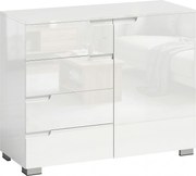 HOMCOM Komoda z 4 szufladami Sideboard z 1 drzwiami, z regulowaną półką, do salonu i sypialni 100 x 40 x 80 cm | Aosom PL