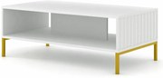 Ława kawowa z lamelami biały mat + złote nóżki D8-H60
