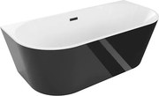 Mexen Oval wanna wolnostojąca przyścienna 160 x 80 cm, biała/czarna, przelew czarny - 52671608075-70