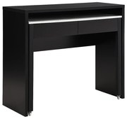 Biurko konsola wysuwane z 2 szufladami - Czarny i efekt białego marmuru - LOAVIA