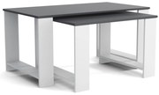 Stoliki kawowe ZESTAW STOLIKÓW 90+65cm MORI Biały/Antracyt