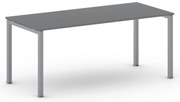 Stół konferencyjny do biura PRIMO SQUARE, 180x80 cm, szaro-srebrna podstawa, grafit