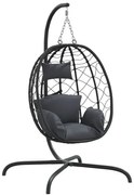Antracytowa huśtawka typu kokon na taras G5-C34