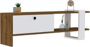 Skandynawska szafka pod telewizor – 120 cm – orzech i biel – płyta wiórowa pokryta melaminą