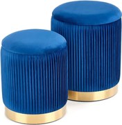 Zestaw puf MONTY VELVET granatowe/złote HALMAR