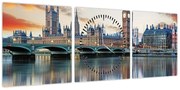 Obraz - Houses of Parliament w Londynie (z zegarem) (90x30 cm)