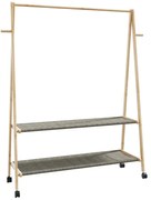 Wieszak bambusowy na kółkach z 2 półkami 132cm D6-Z58