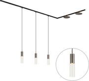 Nowoczesny system szynowy czarny z 3 lampami wiszącymi i 2 lampami sufitowymi w kolorze metalu 1-fazowy - Iconic Lloyd Pulley