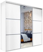 Biała przesuwna szafa z lustrem 275 cm K0-E49