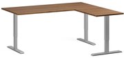 Narożne biurko z regulacją wysokości, 180x160 cm, 3 silniki, L/P, szara podstawa, orzech