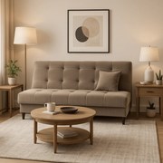 Sofa z Funkcją Spania LIMA Rozkładana Wersalka Dwuosobowa Beżowa Nowoczesna do Salonu