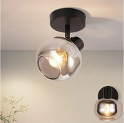 NETTLIFE lampa sufitowa salon czarna lampa sufitowa 1 żarówka E14 szara lampa sufitowa szklana retro lampa sufitowa w stylu vintage