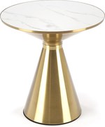 Złoty stolik pomocniczy Tribeca z marmurowym blatem