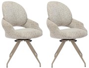 Zestaw 2 krzeseł obrotowych z tweedu i metalu taupe - Kremowy - VALIANA