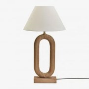 Lampa Stołowa Z Drewna Mango Tiberia Drewno Mango & Biały Ø40 Cm - ↑20 Cm Menorca - Sklum