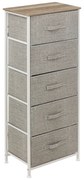 Regał z 5 tekstylnymi szufladami TISS, 45 x 30 x 114 cm