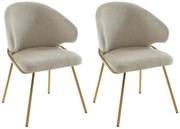 Zestaw 2 krzeseł z tkaniny i złotego metalu - Beżowy - LUXIVA