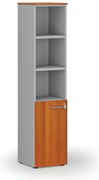 Szafa biurowa kombinowana PRIMO GRAY, drzwi na 2 poziomach, 400 x 420 x 1781 mm, szary/wiśnia