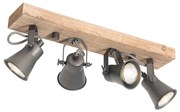 Rustykalny reflektor czarny z drewnem 4-światła regulowany - Jelle