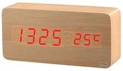 Zegar budzik drewniany elektroniczny cyfrowy led stojący - termometr + data