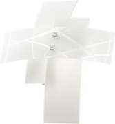 Frida - 2-punktowa lampa ścienna E14 ze szkła satynowego białego - chromowana rama, nowoczesny wzór krzyża, IP20, maks. 2 x 42 W, bez żarówek