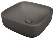 Umywalka ceramiczna nablatowa kwadratowa brązowa bez otworu na baterię 40x40 cm UNO 2 Mokka Matt