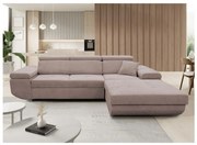 Narożnik rozkładany CASTELO w kształcie litery L, prawostronny, beżowy, z pojemnikiem na pościel