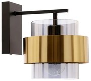 Czarny elegancki kinkiet z mosiężnym okręgiem wokół klosza - 3X V099 P3-B06